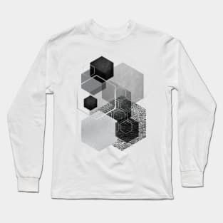 Black and Silver Geometric Long Sleeve T-Shirt